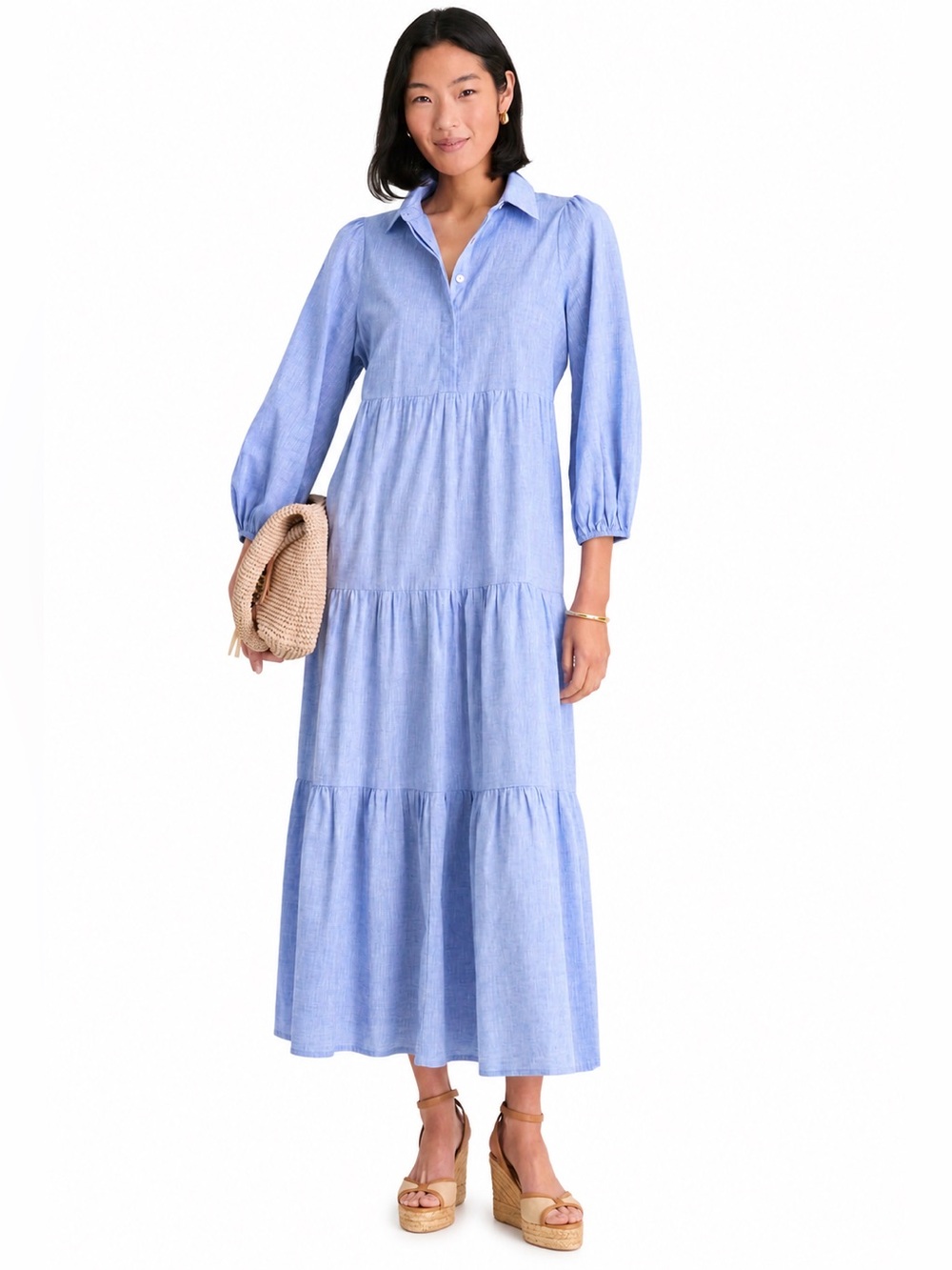 Pomander Place Chambray Mabel Maxi Dress Blue Size L